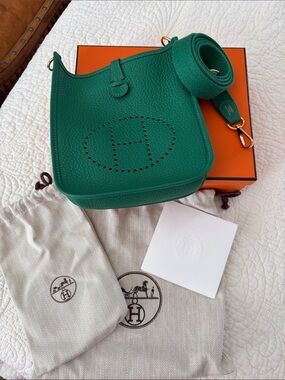 Hermes Green Mini Evelyne TPM Crossbody Bag